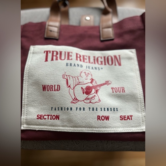 True Religion Tote Shoulder Bag Burgundy - Picture 2 of 7
